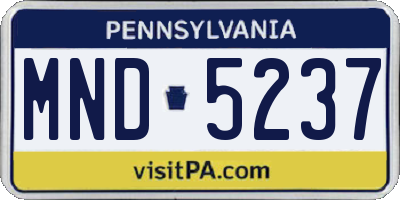 PA license plate MND5237
