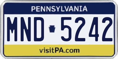 PA license plate MND5242