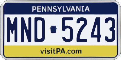 PA license plate MND5243