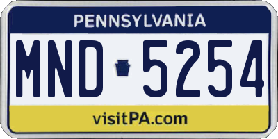 PA license plate MND5254