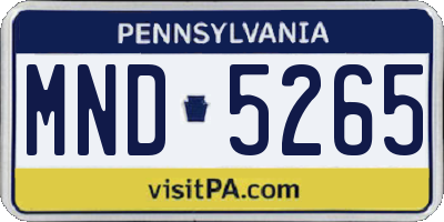 PA license plate MND5265