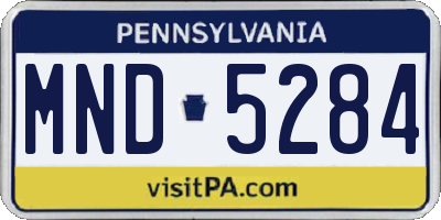 PA license plate MND5284