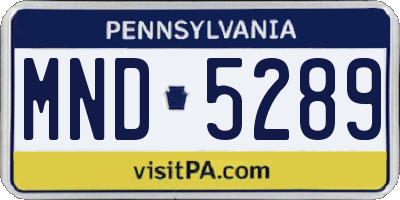 PA license plate MND5289