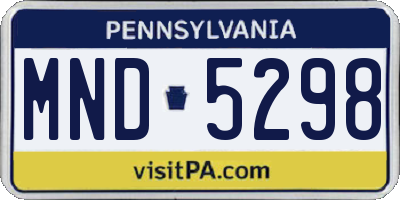PA license plate MND5298