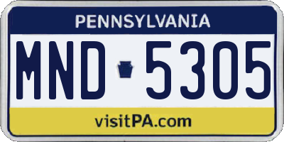 PA license plate MND5305