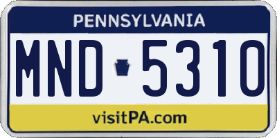 PA license plate MND5310