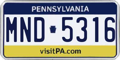 PA license plate MND5316