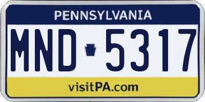 PA license plate MND5317