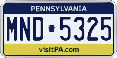 PA license plate MND5325