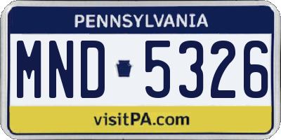 PA license plate MND5326