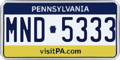 PA license plate MND5333