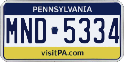 PA license plate MND5334