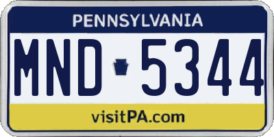 PA license plate MND5344