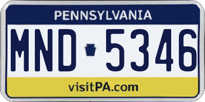 PA license plate MND5346