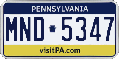 PA license plate MND5347