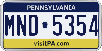 PA license plate MND5354