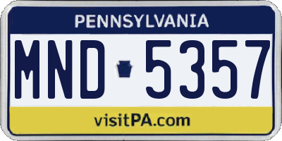 PA license plate MND5357