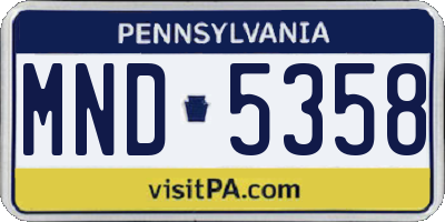 PA license plate MND5358