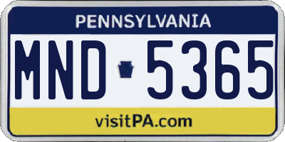 PA license plate MND5365