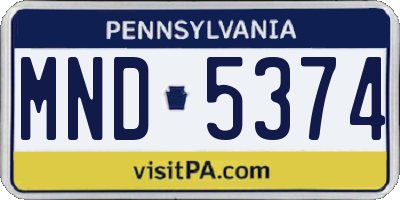 PA license plate MND5374