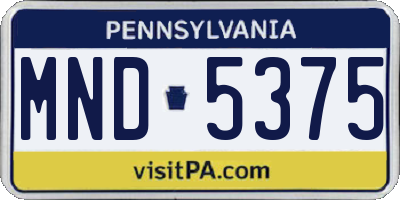 PA license plate MND5375