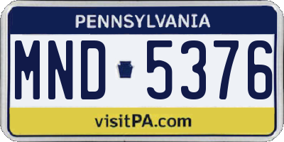 PA license plate MND5376
