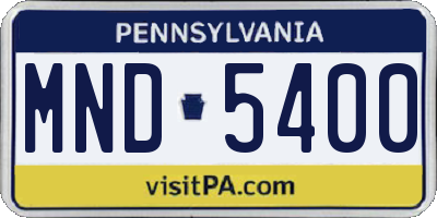 PA license plate MND5400
