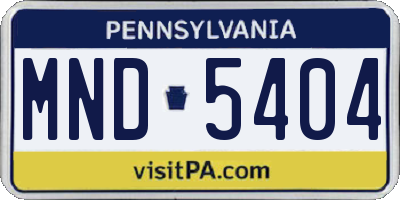 PA license plate MND5404
