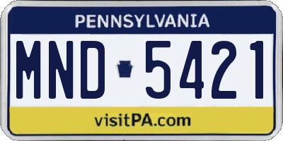 PA license plate MND5421