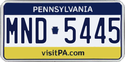 PA license plate MND5445