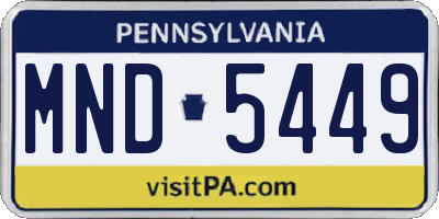 PA license plate MND5449
