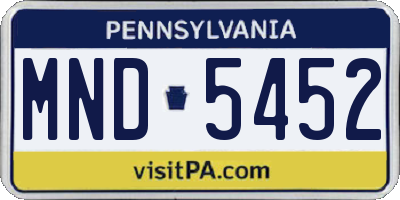 PA license plate MND5452