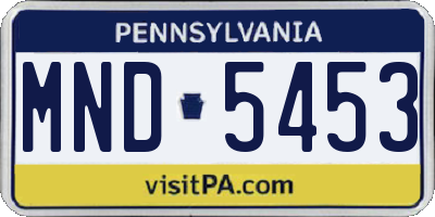 PA license plate MND5453