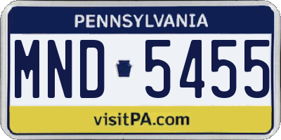 PA license plate MND5455