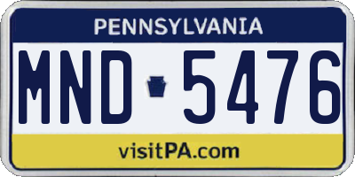 PA license plate MND5476
