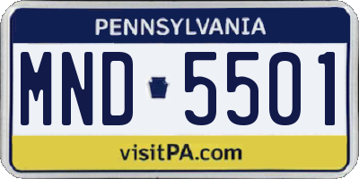 PA license plate MND5501