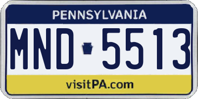 PA license plate MND5513