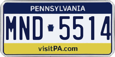PA license plate MND5514