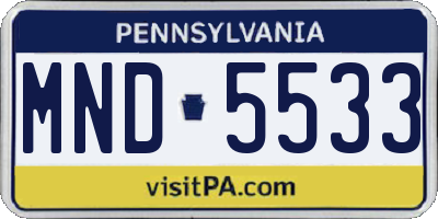 PA license plate MND5533