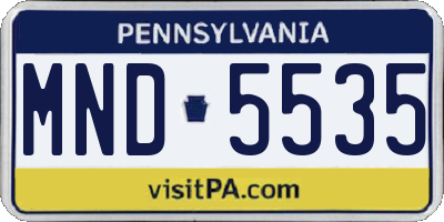 PA license plate MND5535