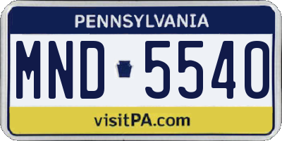 PA license plate MND5540