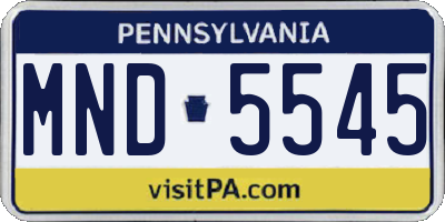 PA license plate MND5545