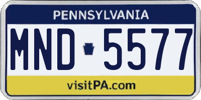 PA license plate MND5577