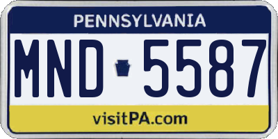 PA license plate MND5587