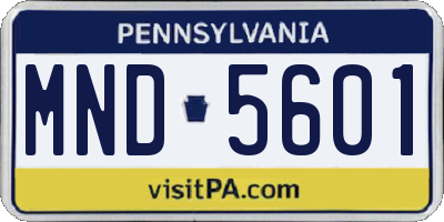 PA license plate MND5601