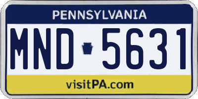 PA license plate MND5631