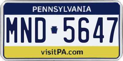 PA license plate MND5647