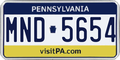 PA license plate MND5654