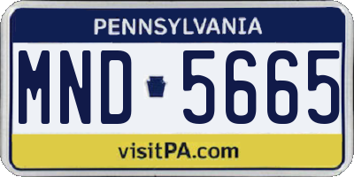 PA license plate MND5665