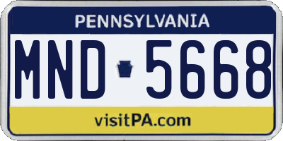 PA license plate MND5668